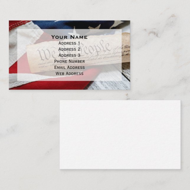 US Constitution and Flag Business Card (Front/Back)