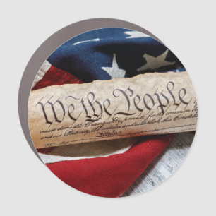 US Constitution and Flag Car Magnet