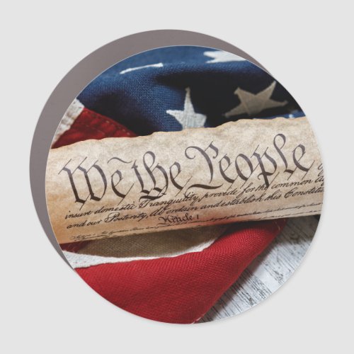 US Constitution and Flag Car Magnet