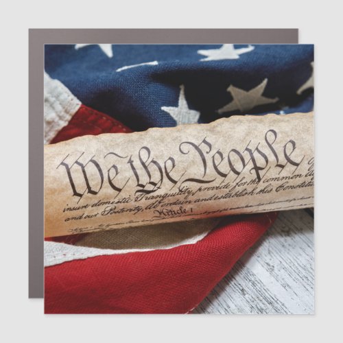 US Constitution and Flag Car Magnet