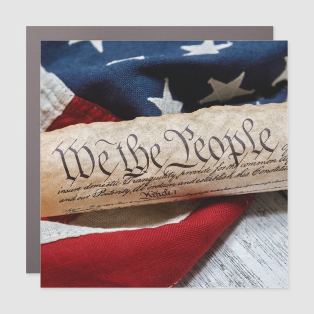 US Constitution and Flag Car Magnet (Front)