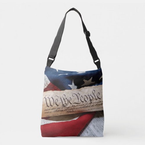 US Constitution and Flag Crossbody Bag