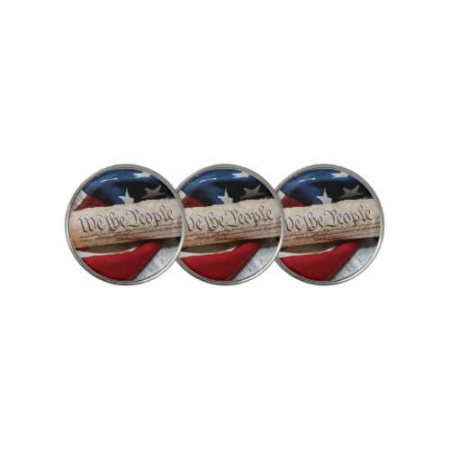 US Constitution and Flag Golf Ball Marker