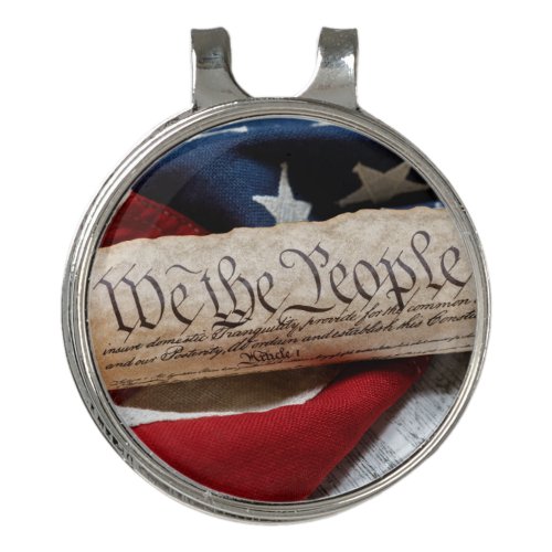 US Constitution and Flag Golf Hat Clip