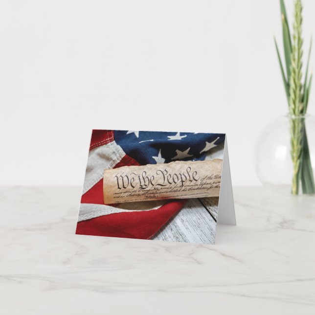 US Constitution and Flag Note Card (Front)