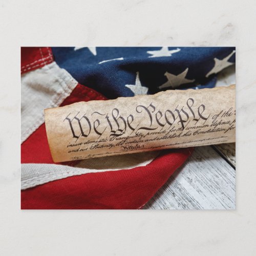 US Constitution and Flag Postcard