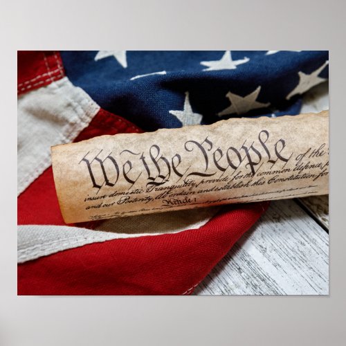 US Constitution and Flag Poster