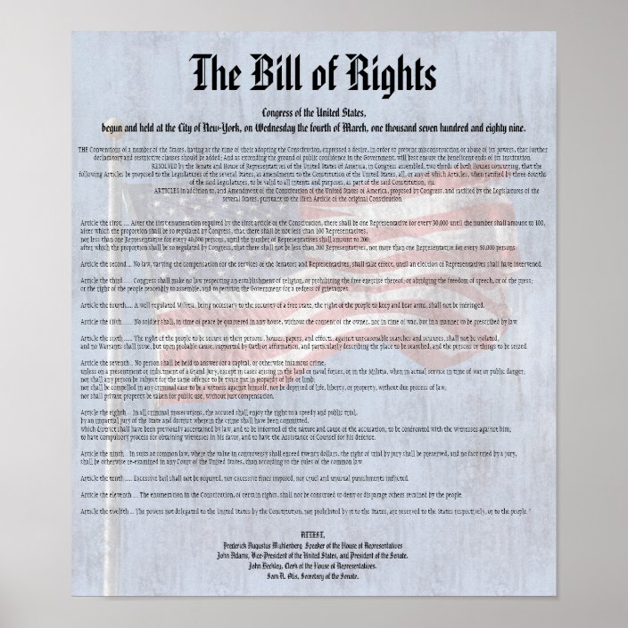 US Constitution Bill of Rights History Classroom Poster | Zazzle.com