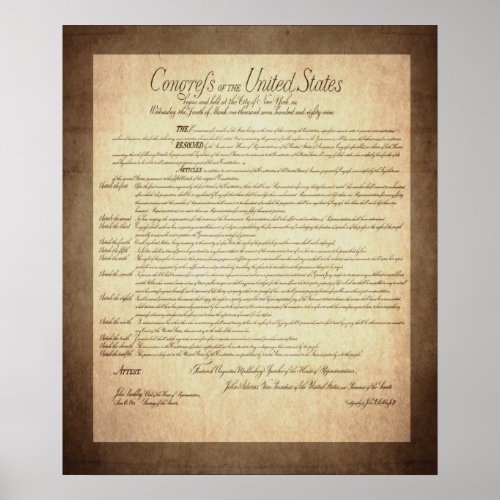 US Constitution Bill of Rights Poster