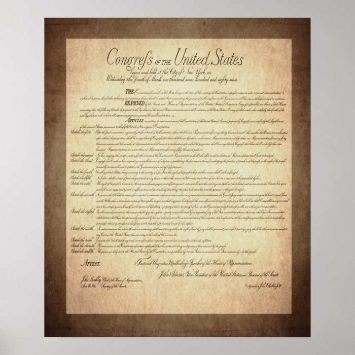 US Constitution Bill of Rights Poster