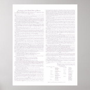 US Constitution Parchment Typescript, Mauve, Poster