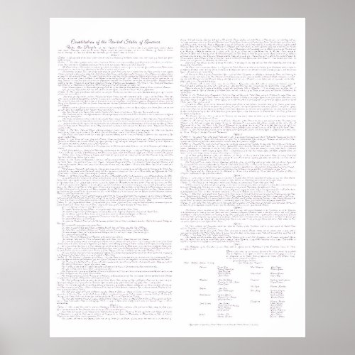 US Constitution Parchment Typescript Mauve Poster