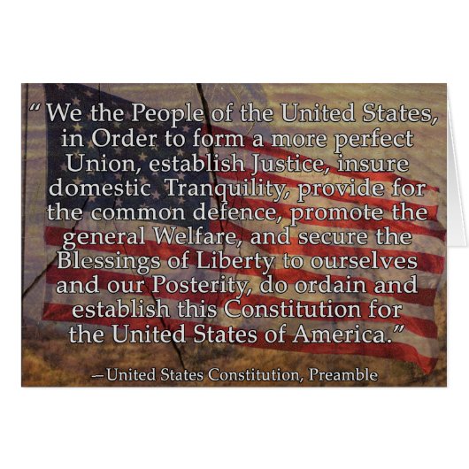 US Constitution Preamble Over Flag Segment Cards (Front Horizontal)