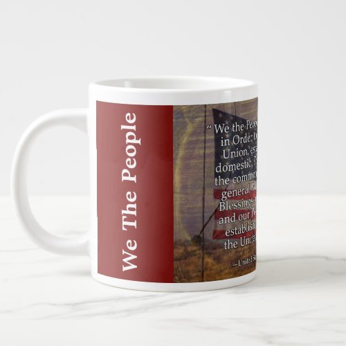 US Constitution Preamble Over Textured Background Large Coffee Mug