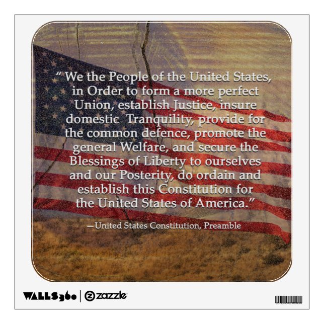 US Constitution Preamble Over Textured Background Wall Sticker (Front)
