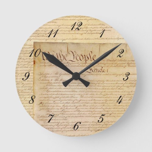 US CONSTITUTION ROUND CLOCK