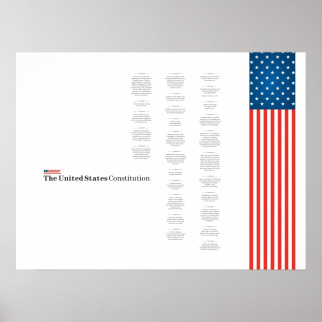 US Constitution Text American Flag USA Poster (Front)