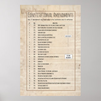 US Constitutional Amendments Poster