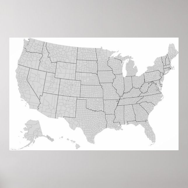 US County Map of the United States Poster (Front)
