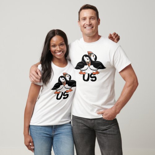 US Cuddling Puffins T_Shirt