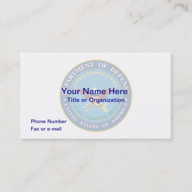 US Department of Defense Business Card (Front)
