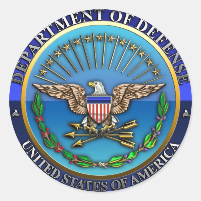 US Department of Defense (DoD) Classic Round Sticker (Front)