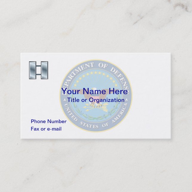 US Department of Defense O3 Business Card (Front)