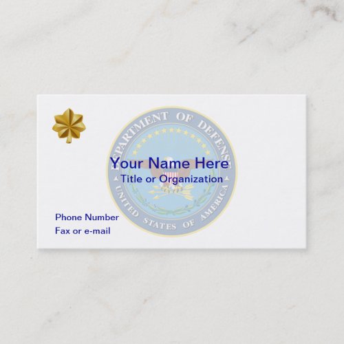 US Department of Defense O4 Business Card