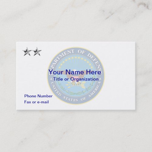 US Department of Defense O8 Business Card