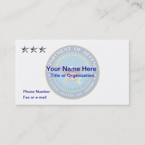 US Department of Defense O9 Business Card