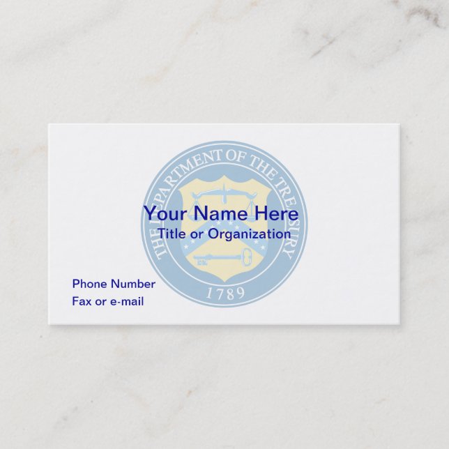 US Department of Treasury Business Card (Front)