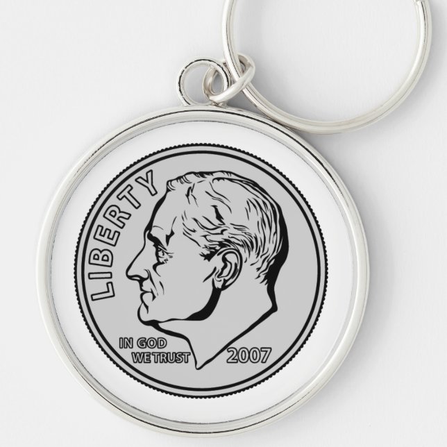 US Dime Ten Cents Keychain (Front)