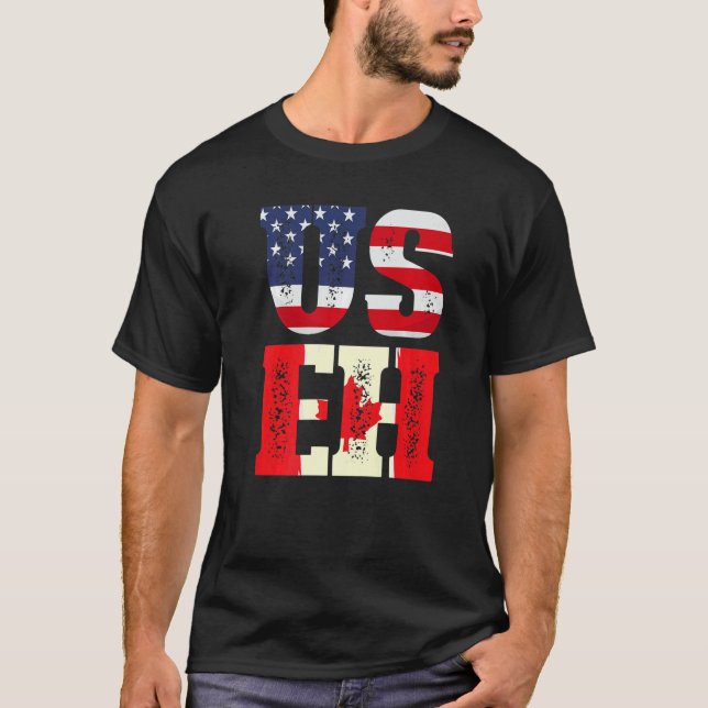 Us Eh America Usa Flag United States American T-Shirt (Front)