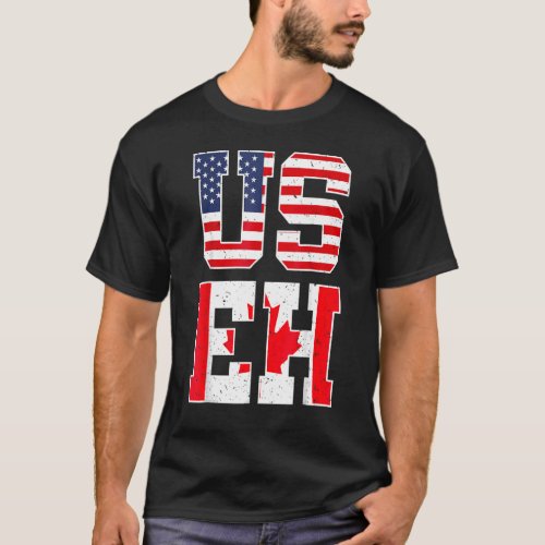Us Eh  American Canadian Flag Canada Pride Usa T_Shirt