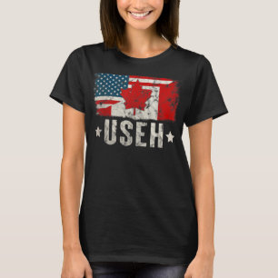 Us Eh American Canadian Flag Vintage Canada Day T-Shirt