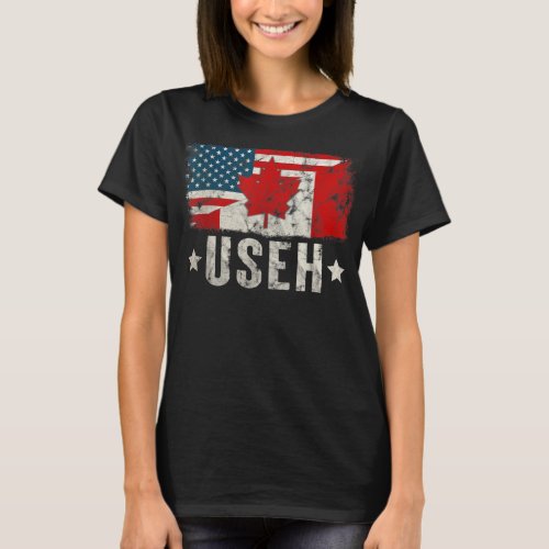 Us Eh American Canadian Flag Vintage Canada Day T_Shirt