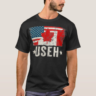 Us Eh  American Canadian Flag Vintage Canada Day  T-Shirt