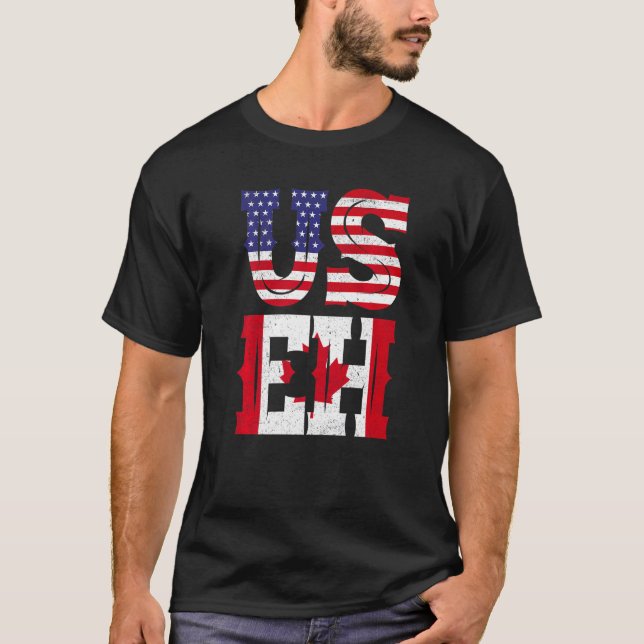 Us Eh  American Canadian  Meme Quote T-Shirt (Front)