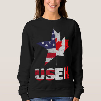 US EH Funny Canada American Flag Sweatshirt