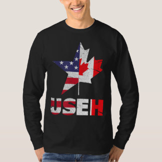 US EH Funny Canada American Flag T-Shirt