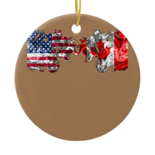 US EH Leaf Canadian American Flag Canada Usa Ceramic Ornament