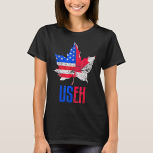 Us Eh Leaf Canadian American Flag Canada Usa Patr T-Shirt