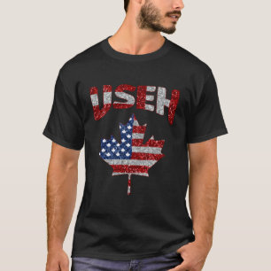 Us Eh Usa Maple Leaf Canadian American Flag Canada T-Shirt