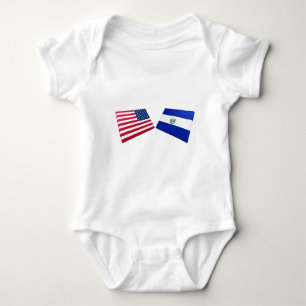 US & El Salvador Flags Baby Bodysuit
