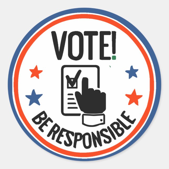 US Election American election Register Vote Classic Round Sticker (Front)
