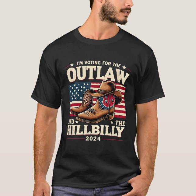Us Election Day Outlaw Hillbilly 2024 Cowboy Shoes T-Shirt (Front)