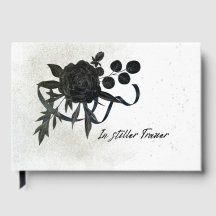 US | Elegant Funeral Condolence Book - Black Rose