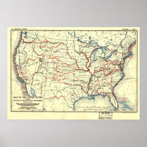 US Exploration Routes Poster