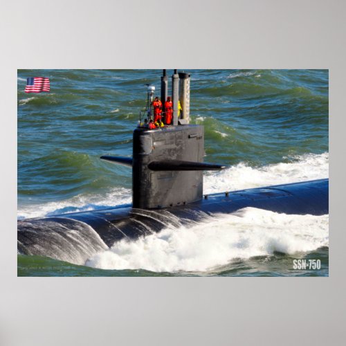 US FAST ATTACK SUBMARINE  SSN_750 POSTER