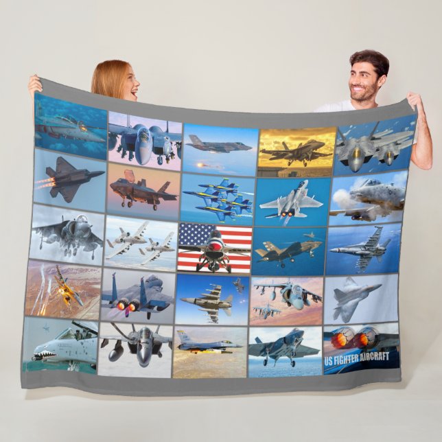 US FIGHTER AIRCRAFT “MONTAGE” FLEECE BLANKET (In Situ)